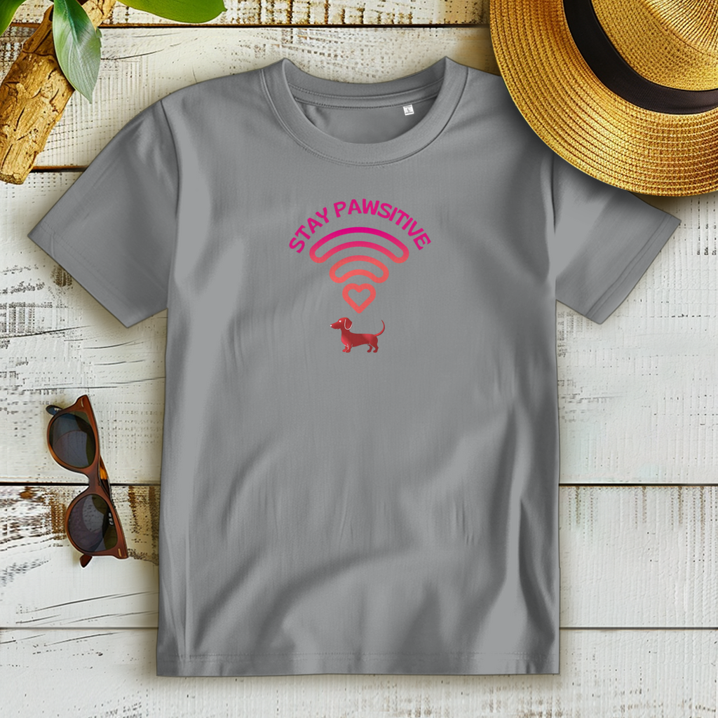 Dackel Bio T-Shirt mit lustigem Print - Stay Pawsitive mit Dackel Vibes