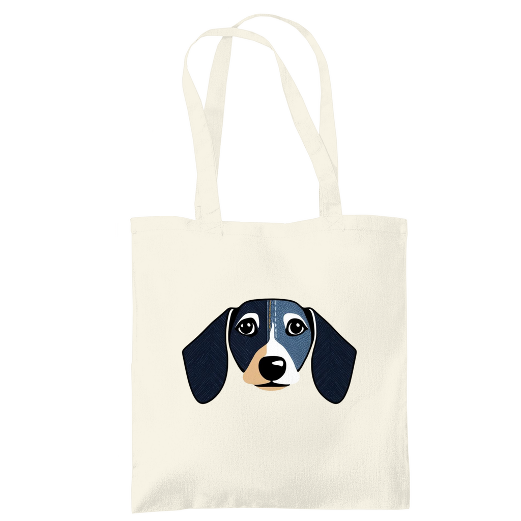 Tote bag made of cotton with a funny dachshund print, environmentally friendly and in 6 colors