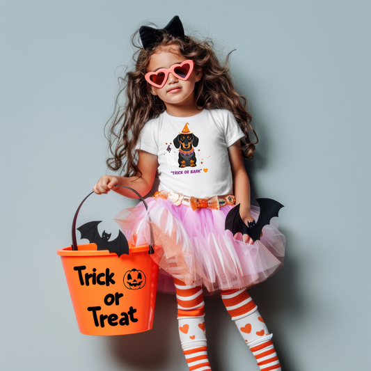 Kids Premium Bio T-Shirt mit Halloween  Dackel Motiv "Trick or Bark"