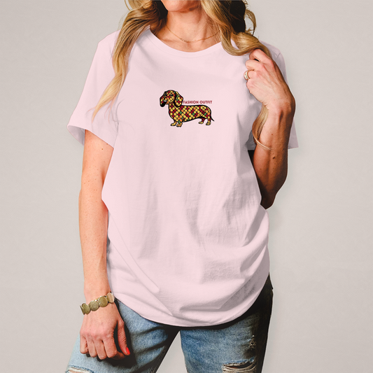 Dackel Print T-Shirt mit Fashion Queen Aufdruck