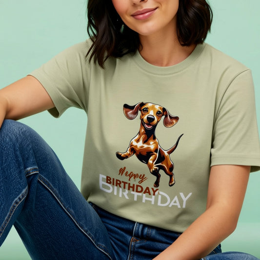 Unisex T-Shirt "Happy Birthday Dackel"- oversized als Geschenkidee für Sie & Ihn