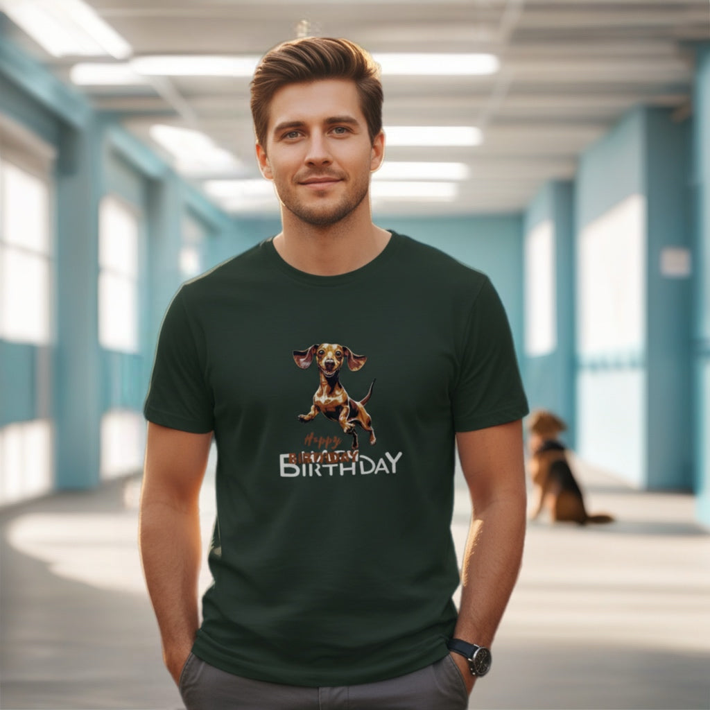 Unisex T-Shirt "Happy Birthday Dackel"- oversized als Geschenkidee für Sie & Ihn