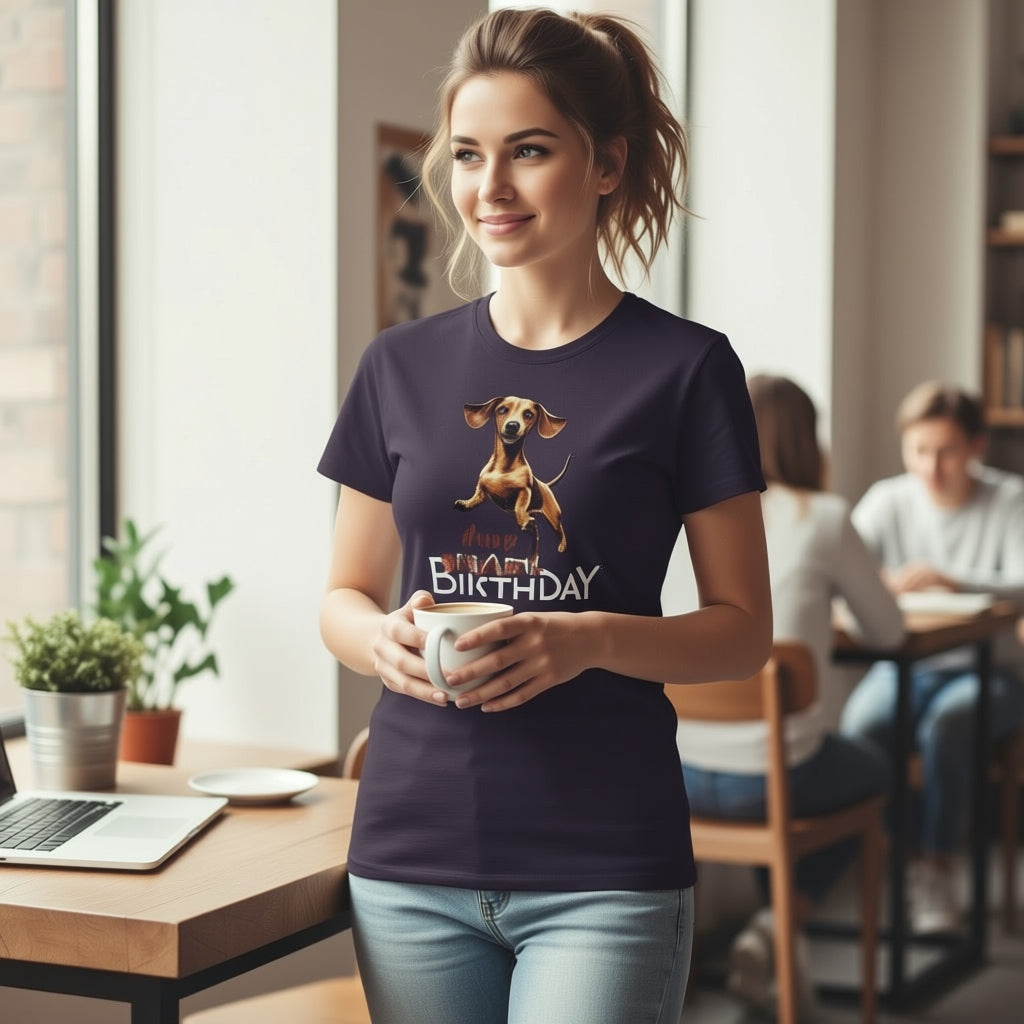 Unisex T-Shirt "Happy Birthday Dackel"- oversized als Geschenkidee für Sie & Ihn