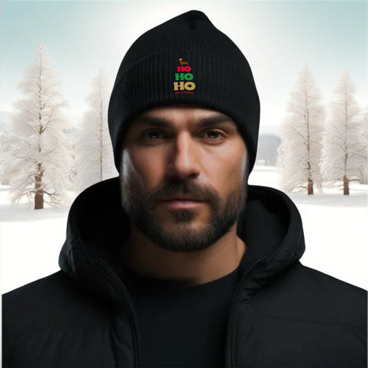 Weihnachtlicher Beanie mit lustigem Motiv und HO HO HO Dackel - Uniex