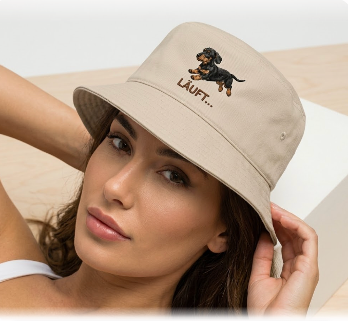 Bucket Hat „Läuft“ – Stylischer UV-Schutz für Dackelfreunde