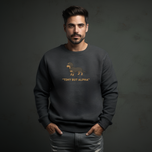 Herren Premium Bio Sweatshirt mit Rauhaar Dackel "Tiny But Alpha"