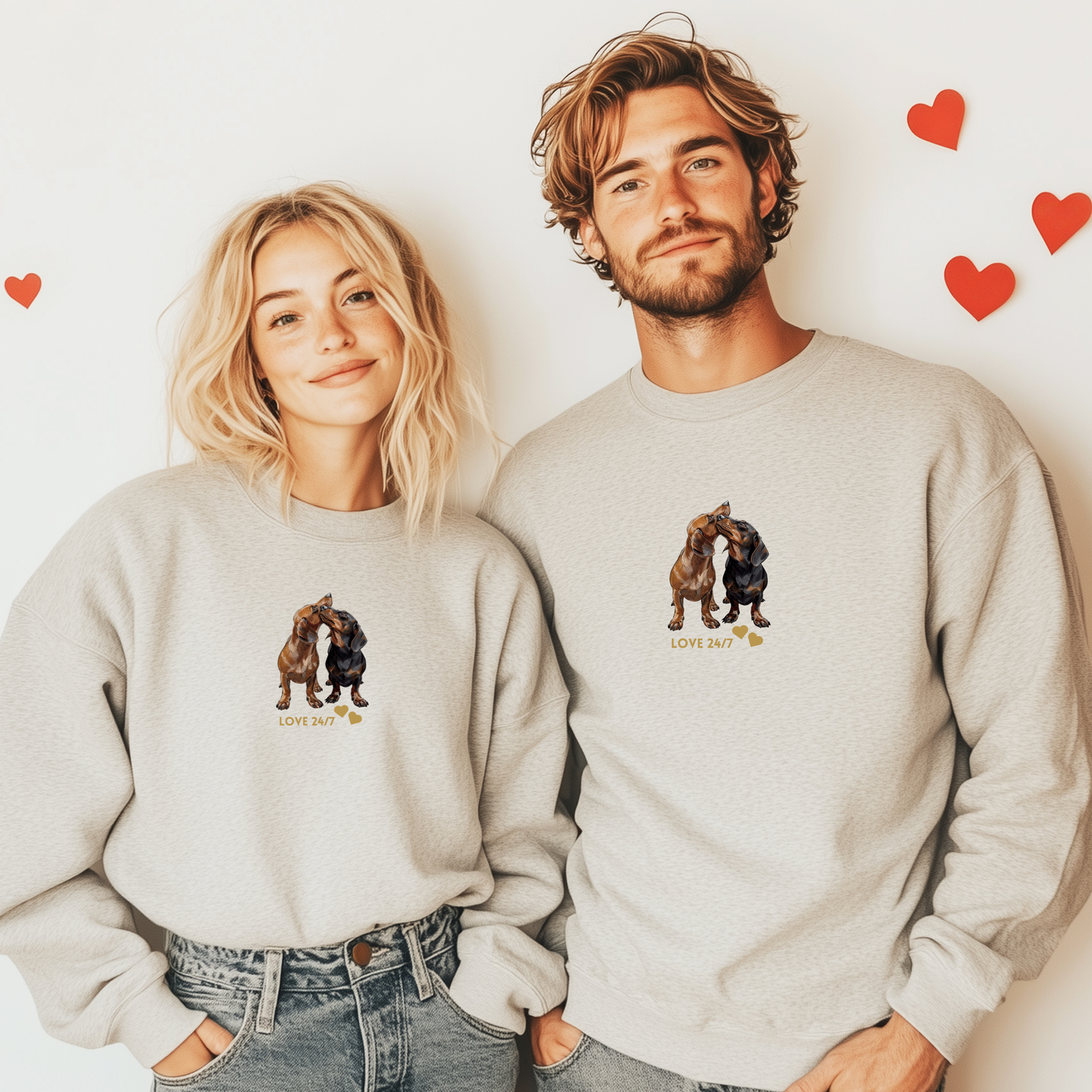 Unisex Premium Bio Sweatshirt mit Dackel Print 24/7 Love