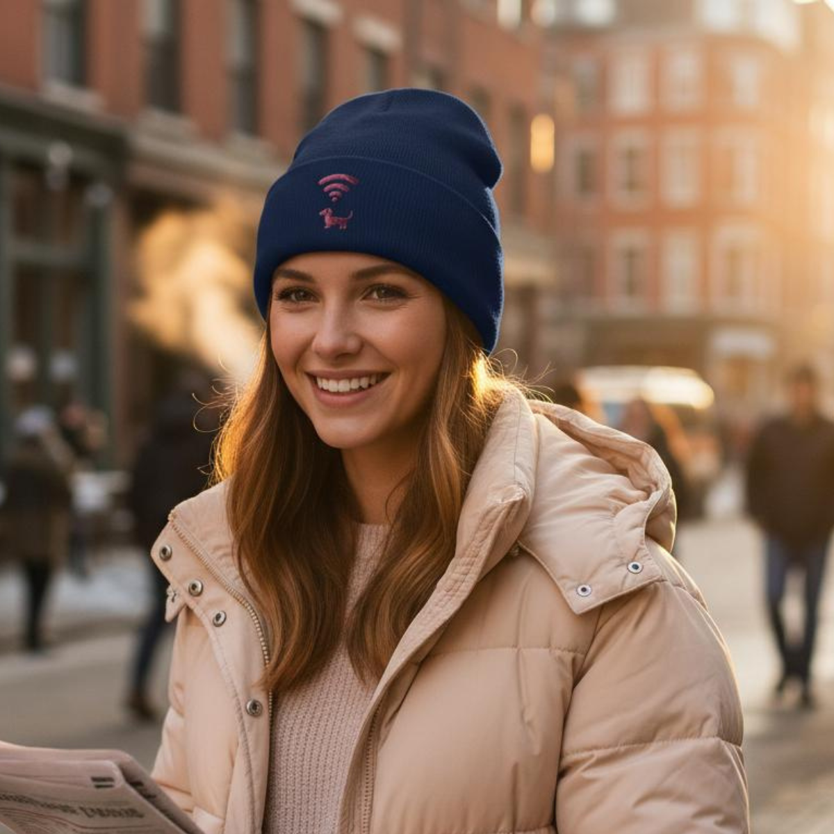 Trendy Beanie mit Dackel Motiv – Hochwertige Stickerei für Hundeliebhaber