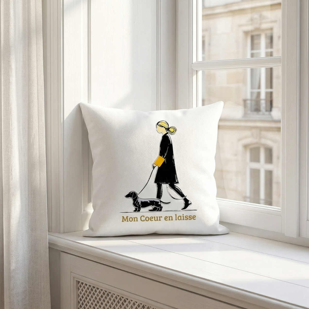 Deko-Sofa Kissen mit Couture Dackel Print - mon coeur en lassie