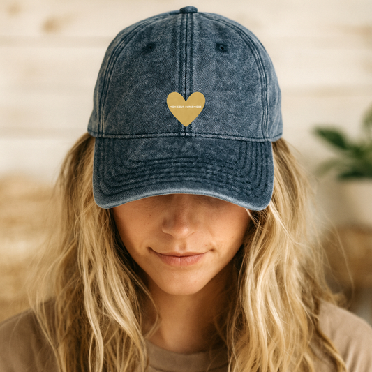 Fashionista Cap mit Herz in Farbe Gold und Zitat "mon coeur parle mode"