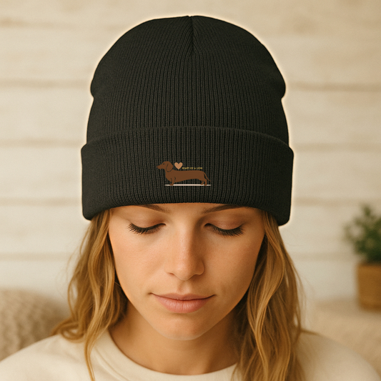 Angesagter Baumwoll Beanie mit Heart of a Lion Dackel Motiv