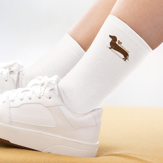 Crew Socken Dackel Print mit Herz