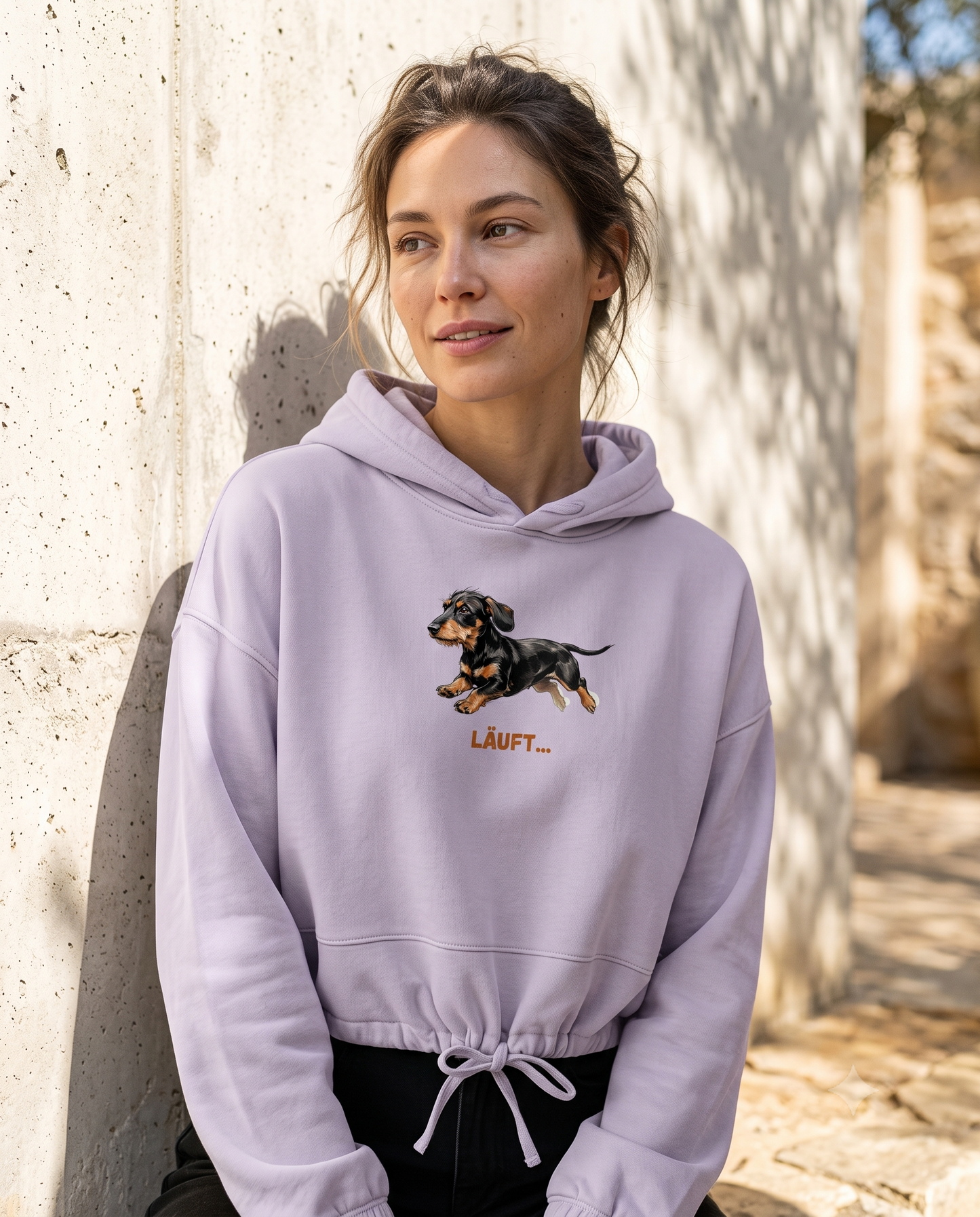 Damen Cropped Oversize Hoodie Läuft – Classic Collection