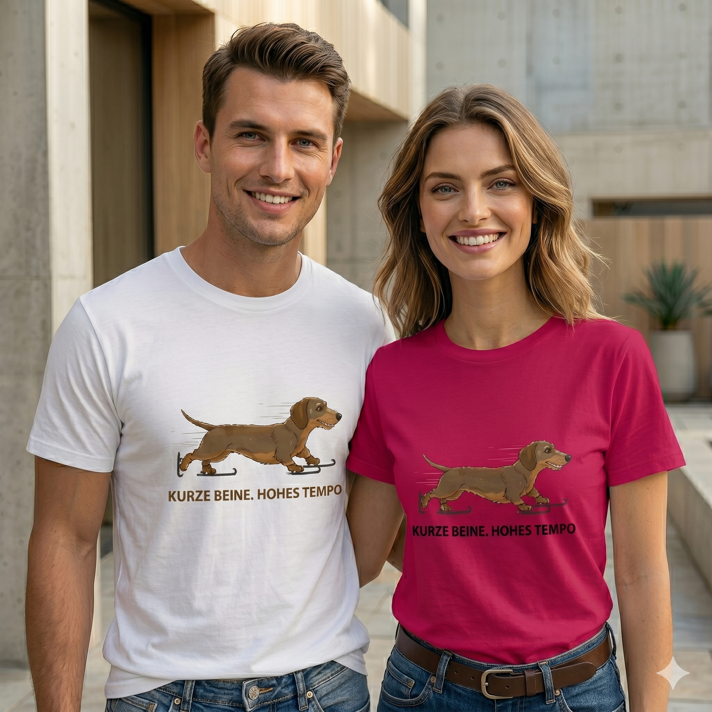 Unisex Premium Bio T-Shirt Dackel Design Kurze Beine. Hohes Tempo