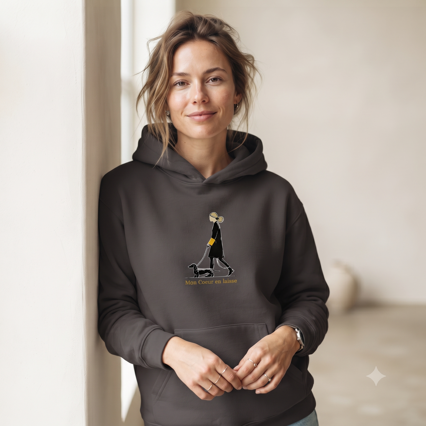 Damen oversized Hoodie Couture Dackel Print
