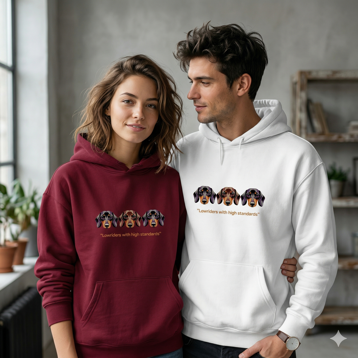 Unisex Oversize Hoodie mit Lustigem Dackel Motiv Lowriders with high Standards