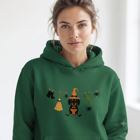 Dackel Halloween Hoodie Damen | Wäscheleine | GLAM ART