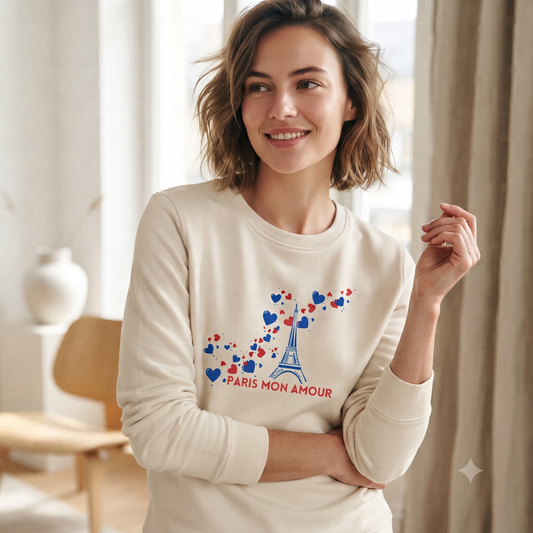 Paris Premium Sweatshirt für Damen mit Motiv "Paris mon amour"