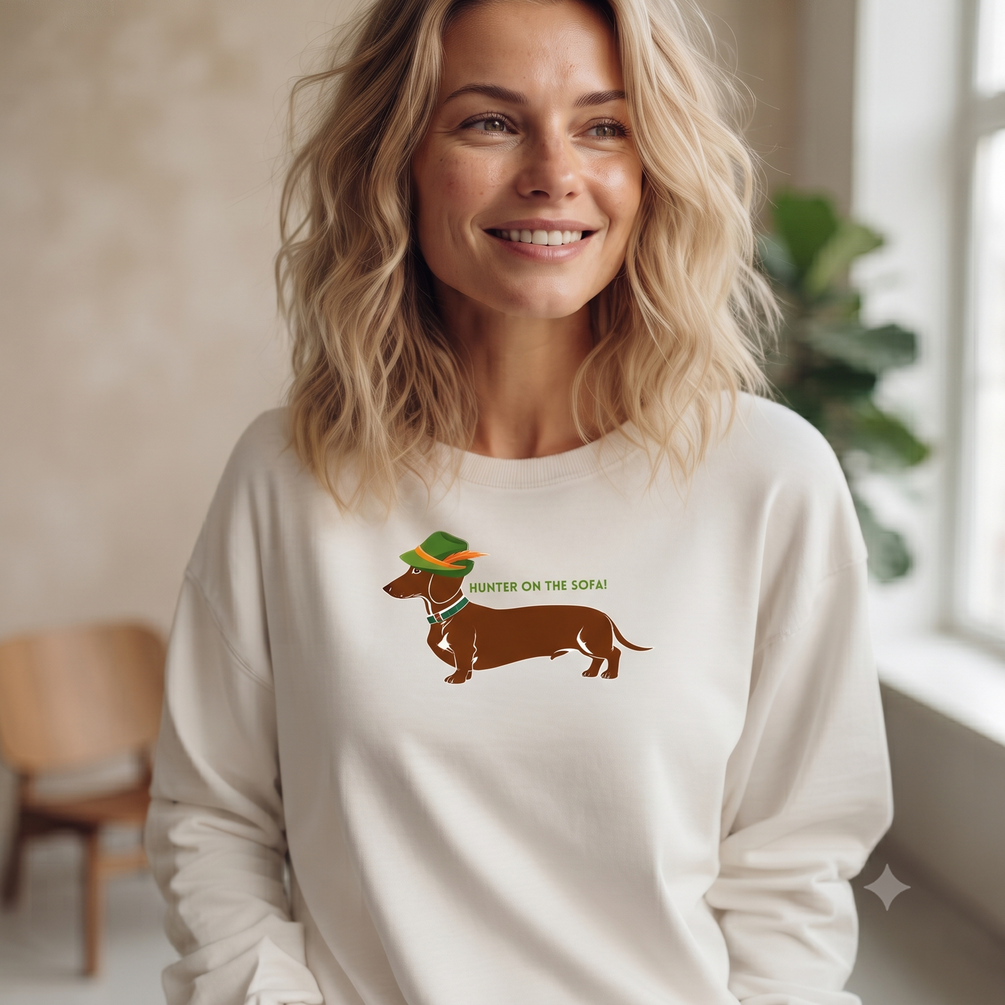 Damen Dackel Sweatshirt mit Classic Dackel Print