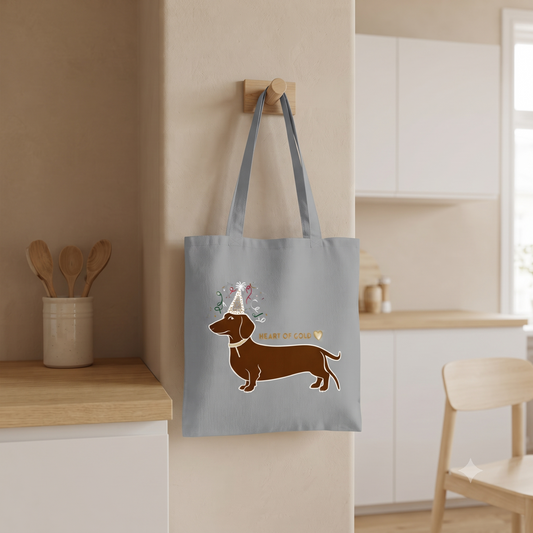 Tote Bag mit HEART OF GOLD DACKEL Print Motiv