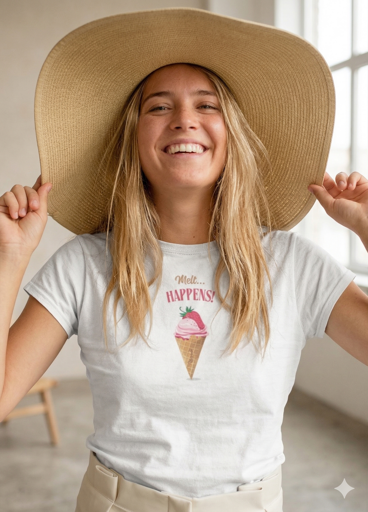 Damen Premium Bio T-Shirt Eiswaffel Melt Happens