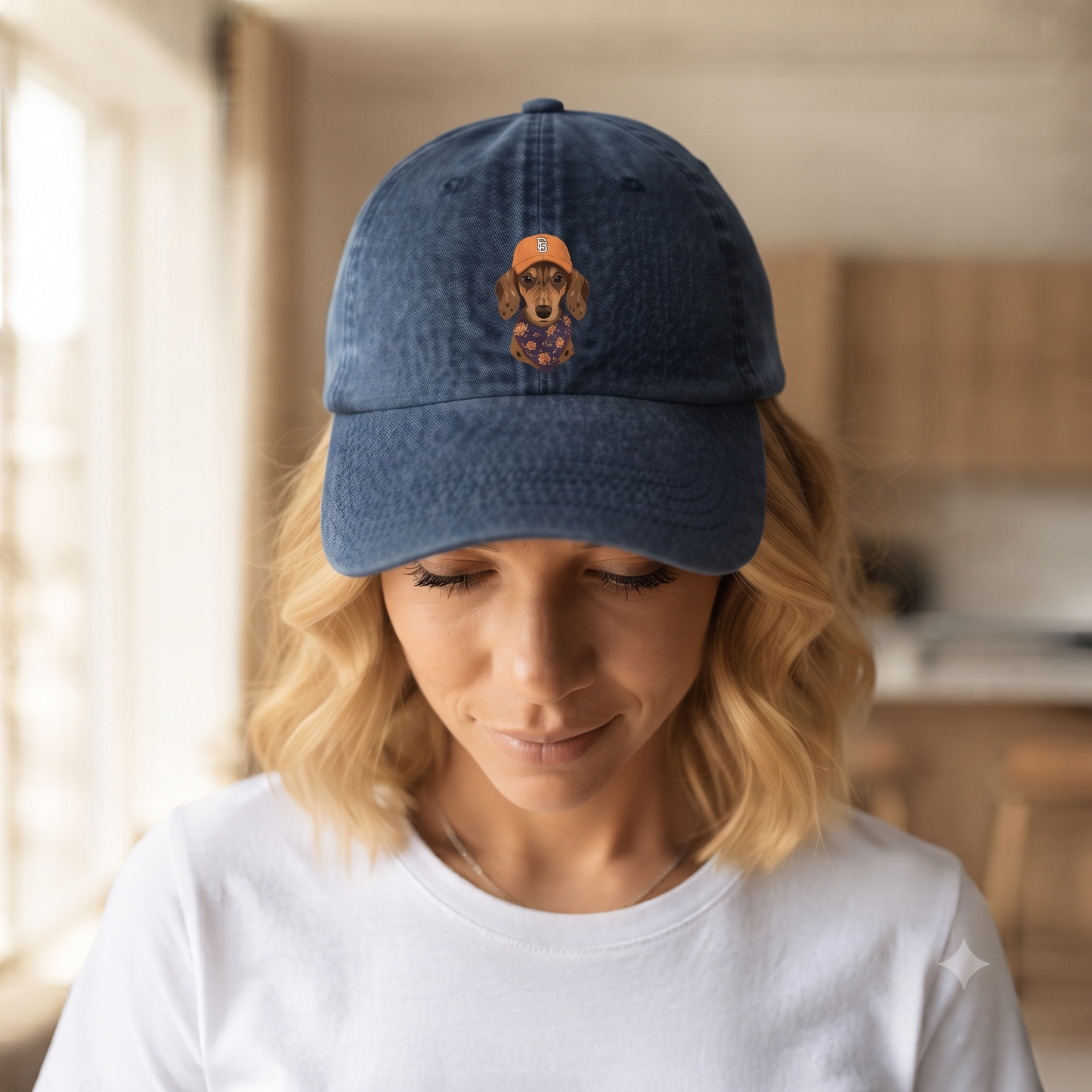 Vintage Cap mit Dackel Print Motiv als Geschenkidee