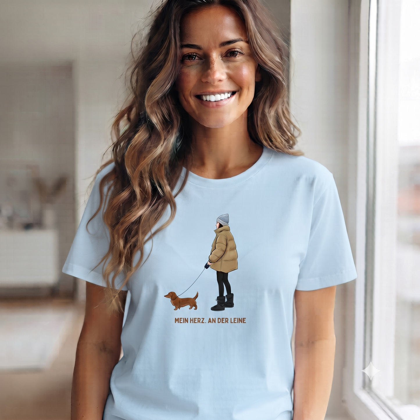 Dackel T-Shirt Damen | Mein Herz. An der Leine. | GLAM ART