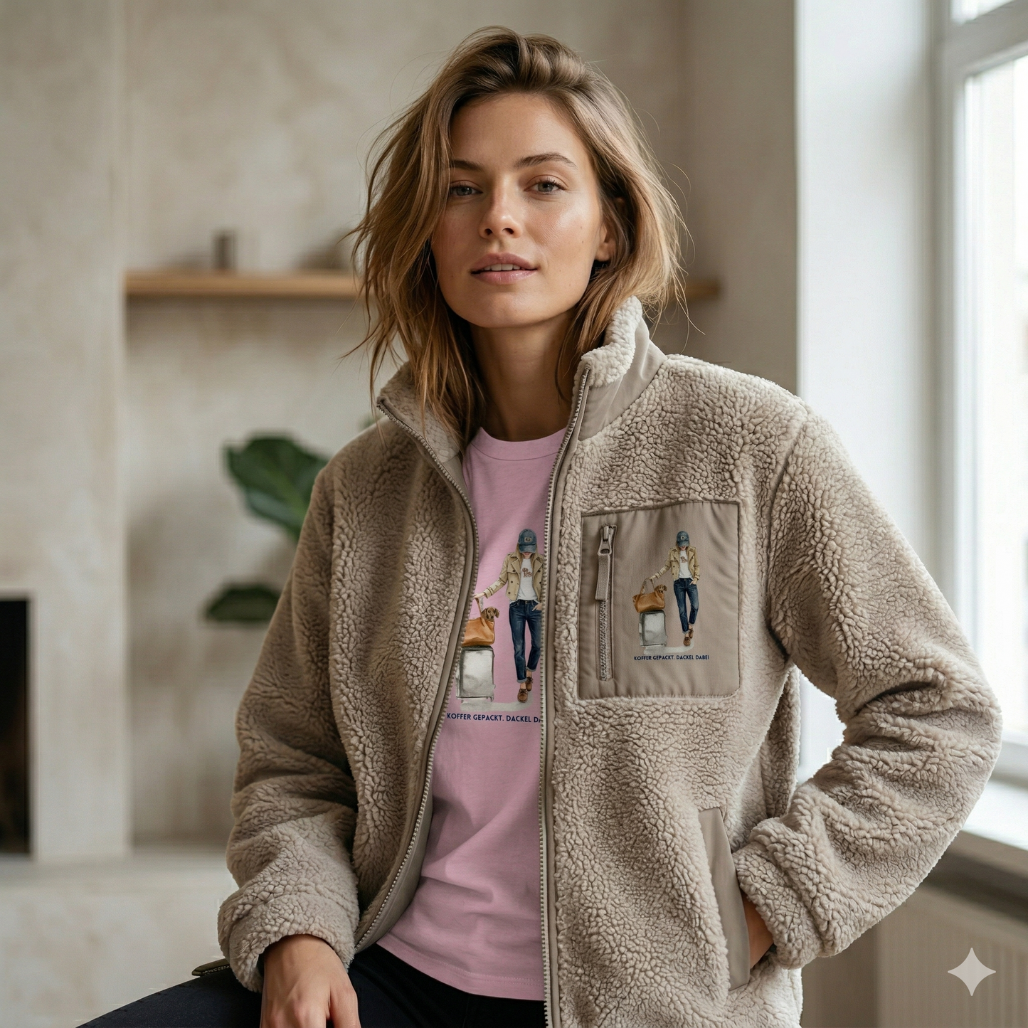Sherpa Blouson mit Dackel-Print – Das perfekte Outfit für echte Dackel-Menschen