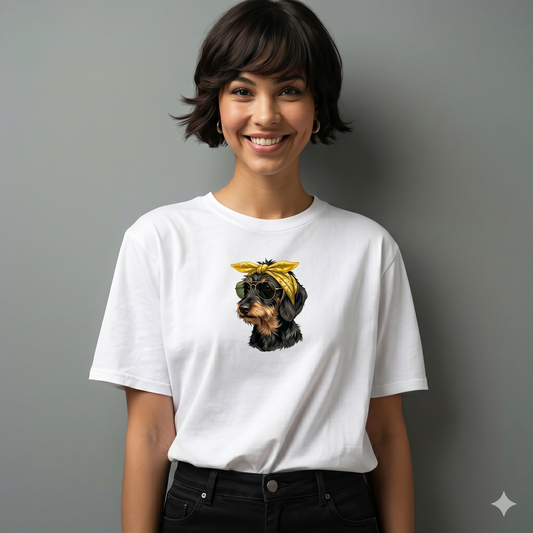 Dackel T-Shirt Damen Weenie Chic Club Rauhaar Design White – GLAM ART
