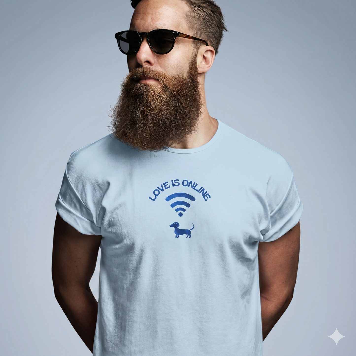 Dackel Cotton T-Shirt mit lustigem Print WIFI Icon Dackel Vibes