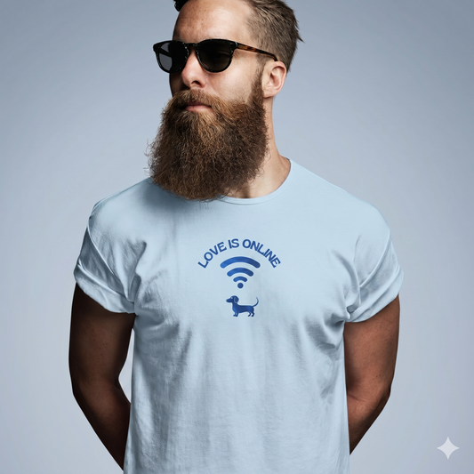 Dackel Cotton T-Shirt mit lustigem Print WIFI Icon Dackel Vibes