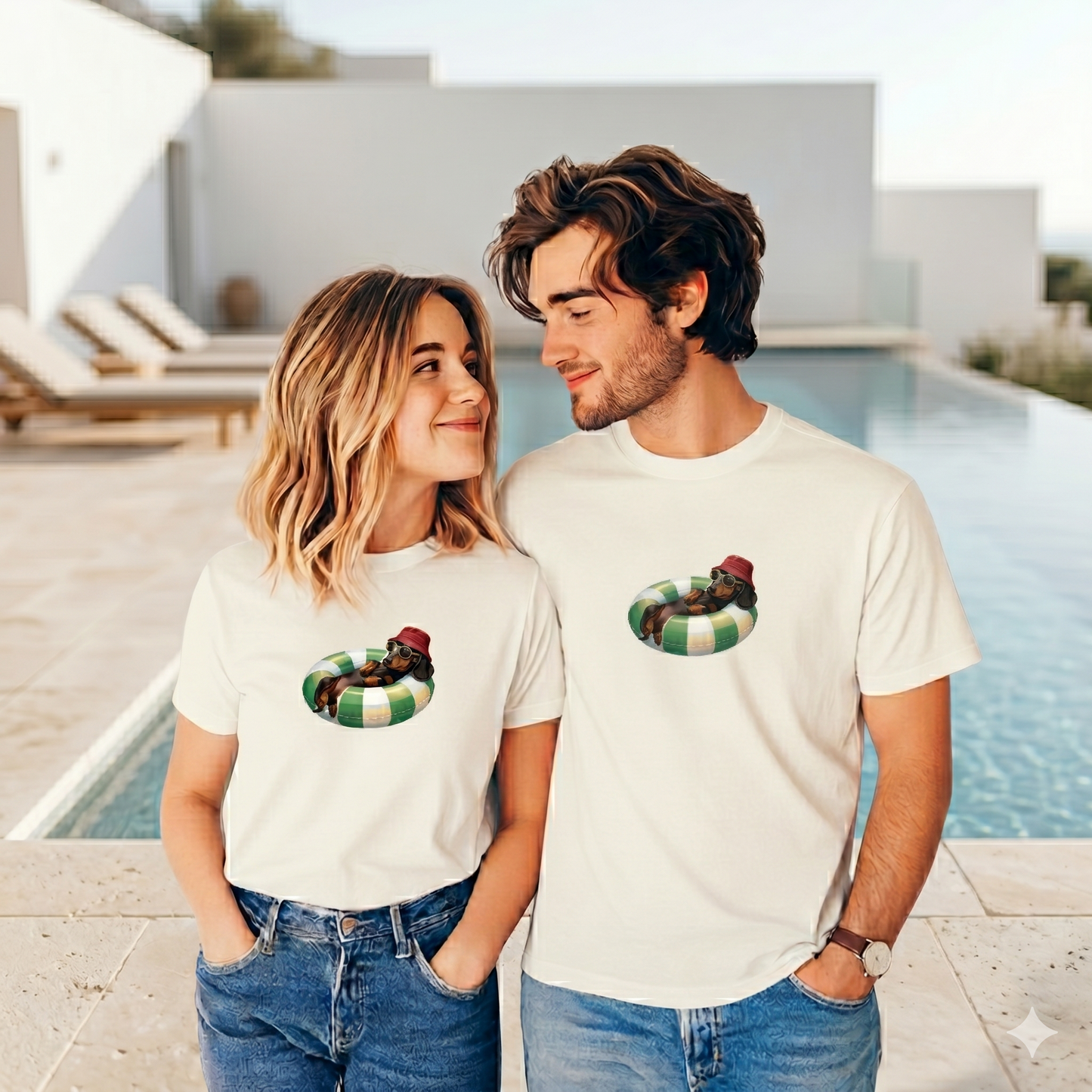 Unisex T-Shirt Sommer Sonne Style — Partnerlook 2er Pack (S + M)