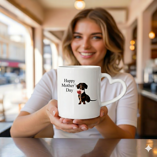 Tasse mit Herzhenkel Happy Mother's Day Dackel