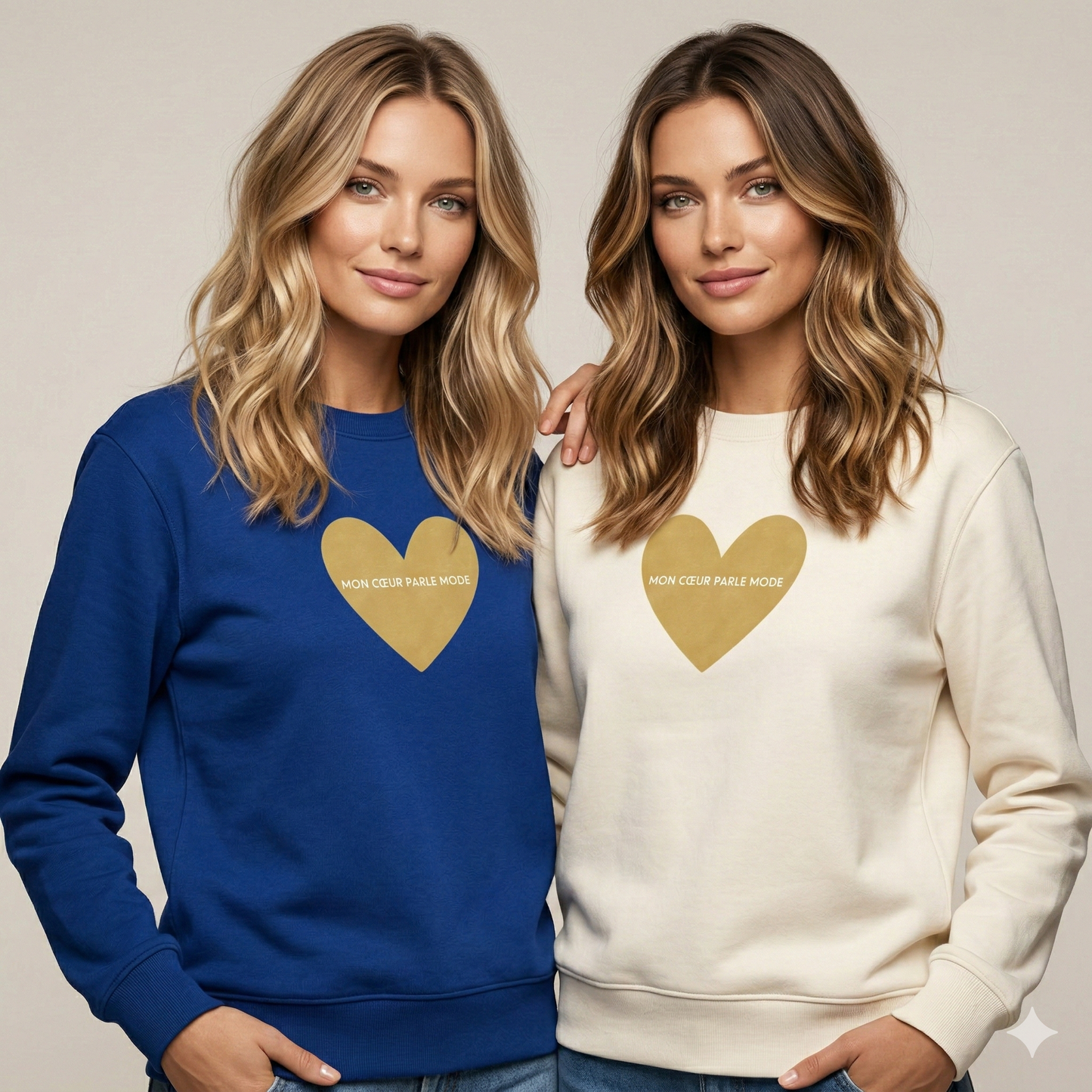 Boxy Sweat mit French Chic Slogan "Mon coeur parle mode" - Premium Baumwolle mit French Chic