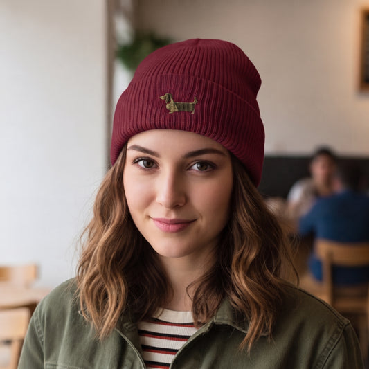 Beanie Dackel | Langhaar Dackel Braun-Gold | GLAM ART