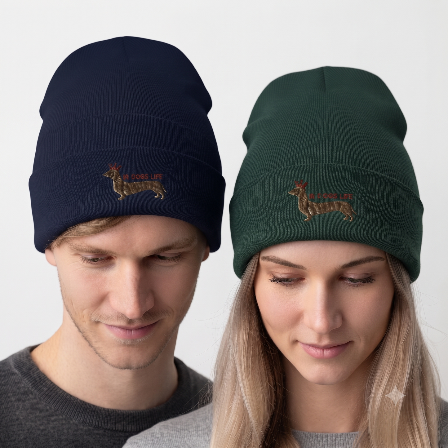 Dackel Beanie Classic | Cuffed Beanie mit Dackel-Stickerei | GLAM ART