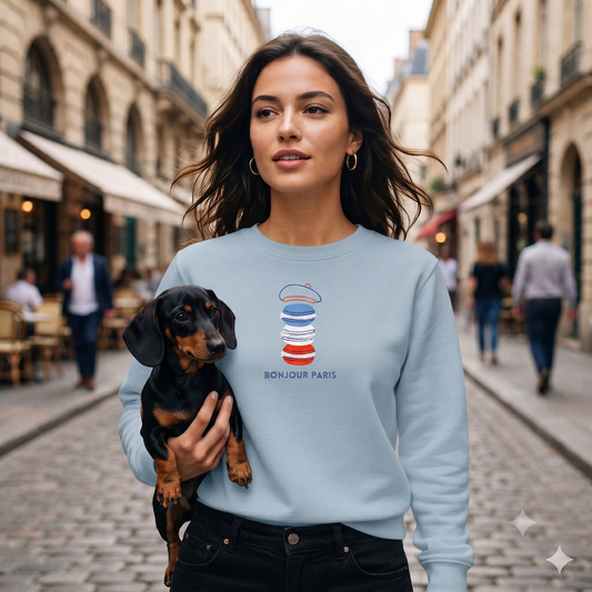 Paris Sweatshirt für Damen mit Slogan "bonjour Paris"