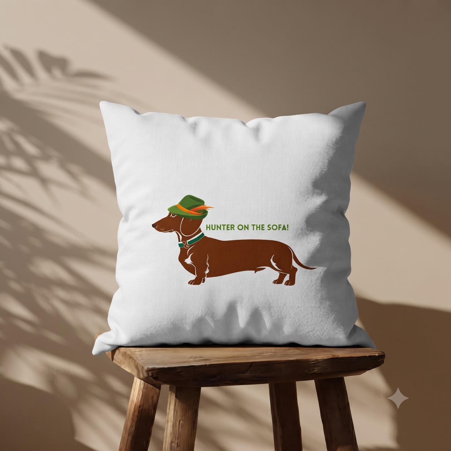 Deko Kissen mit Hunter Dackel Illustration