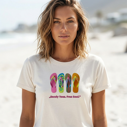 Damen Premium Bio T-Shirt mit Flip-Flop Print Motiv