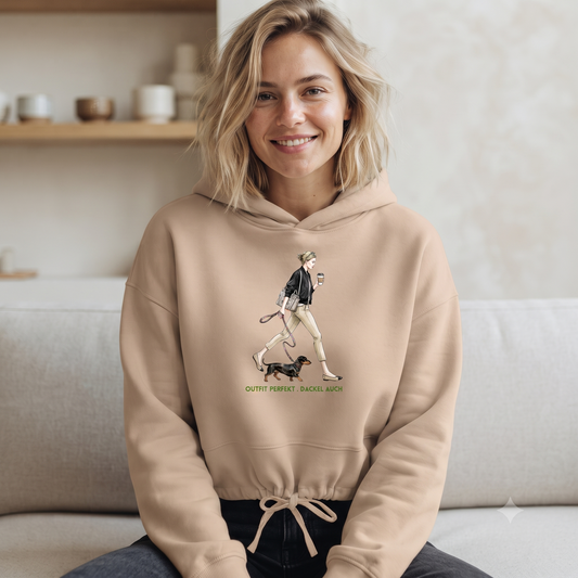„Dackel Hoodie Damen | Cropped Oversize | GLAM ART"