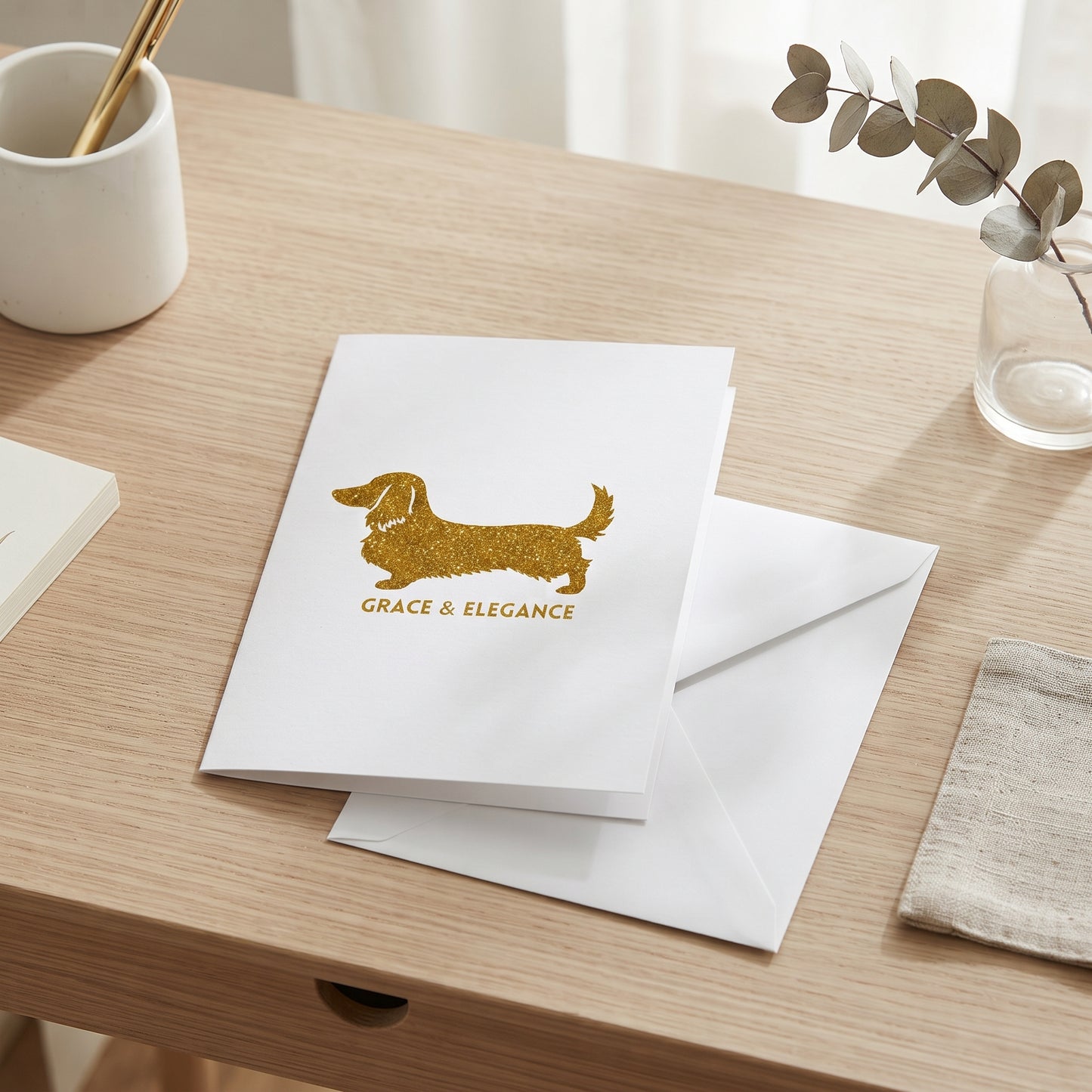 Klappkarte 10er Set mit Umschlag Dackel Design | Vertikal gefaltet | GLAM ART