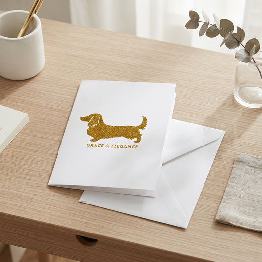 Klappkarte 10er Set mit Umschlag Dackel Design | Vertikal gefaltet