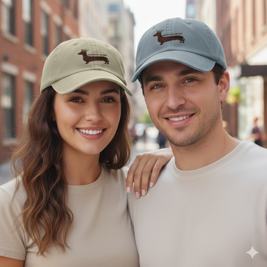 Vintage-Dad-Cap für Sie&Ihn – Stilvolle Baseball Cap aus 100% Baumwolle mit Dackel Stickerei
