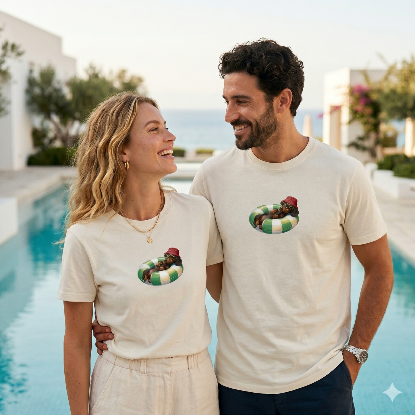 Unisex T-Shirt Sommer Sonne Style — Partnerlook 2er Pack (S + M)