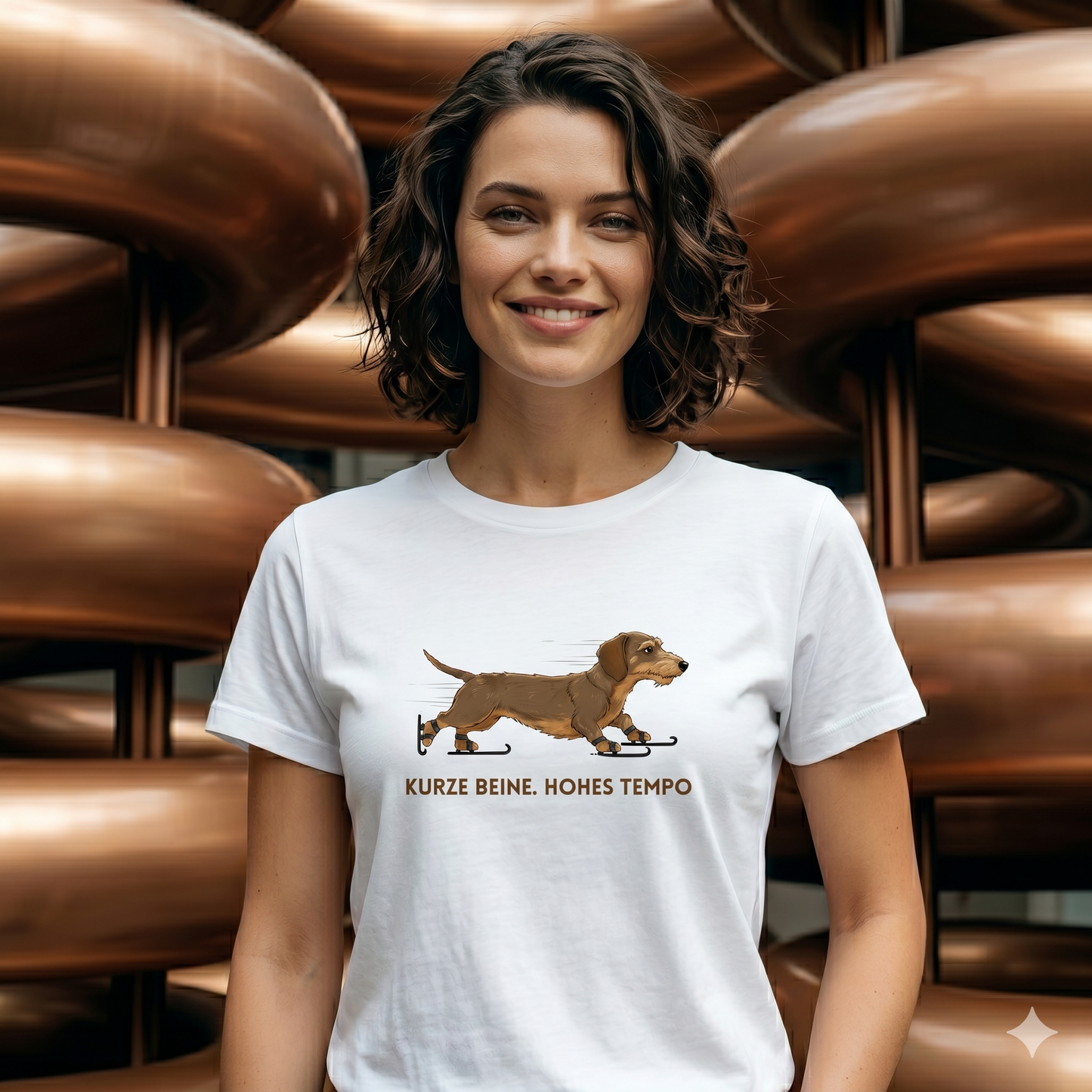 Unisex Premium Bio T-Shirt Dackel Design Kurze Beine. Hohes Tempo