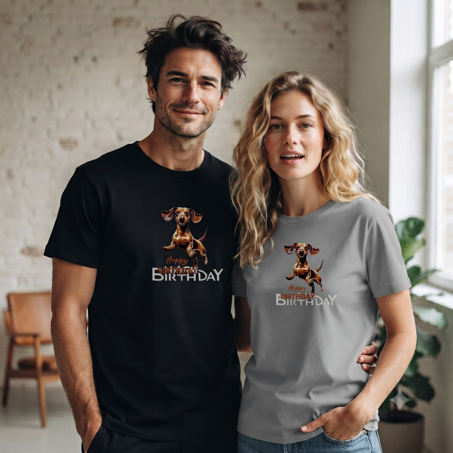 Unisex T-Shirt "Happy Birthday Dackel"- oversized als Geschenkidee für Sie & Ihn
