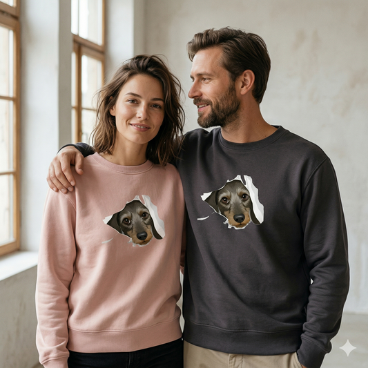 Sweatshirt mit Rauhaardackel Puppy super süß - Premium Bio Sweatshirt