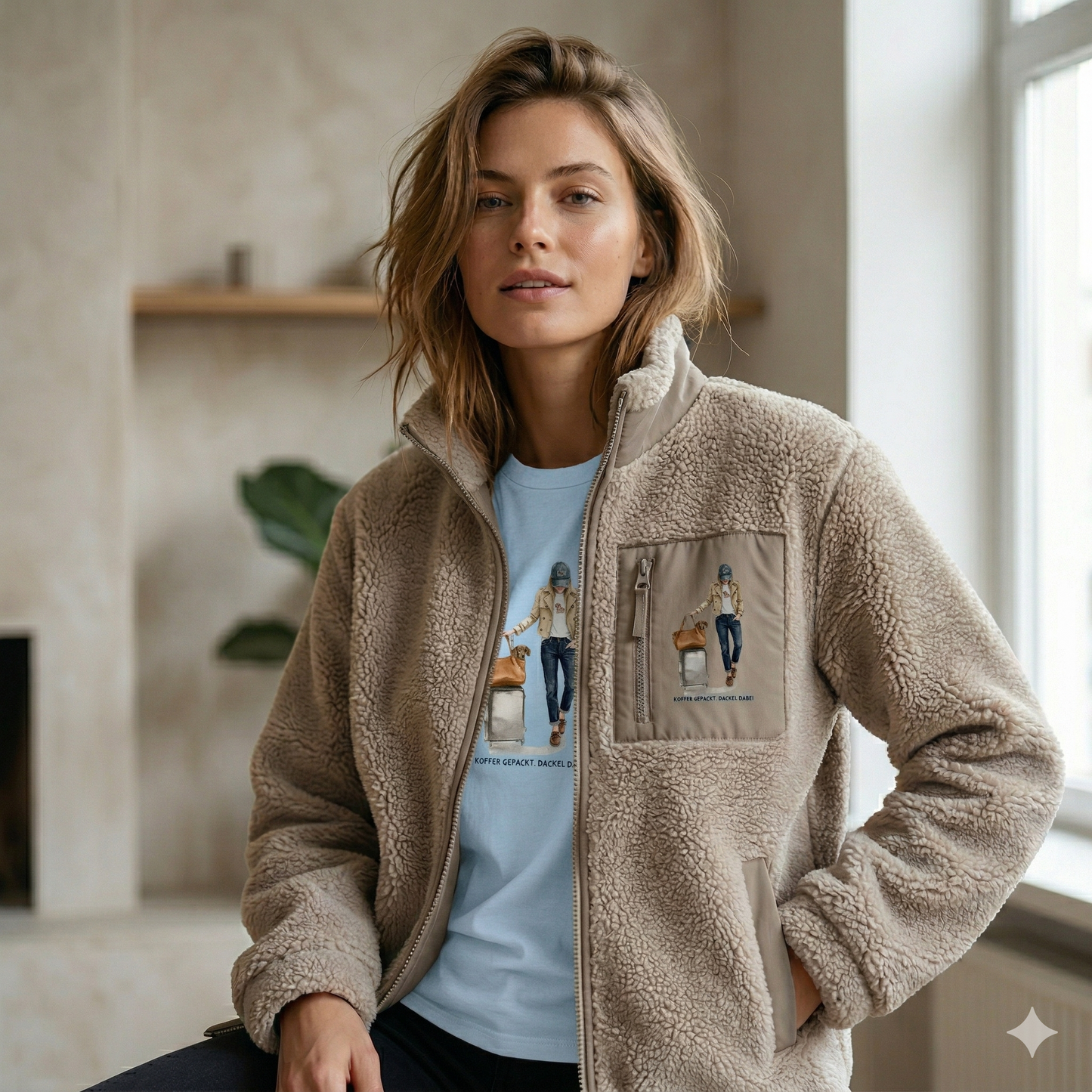 Sherpa Blouson mit Dackel-Print – Das perfekte Outfit für echte Dackel-Menschen