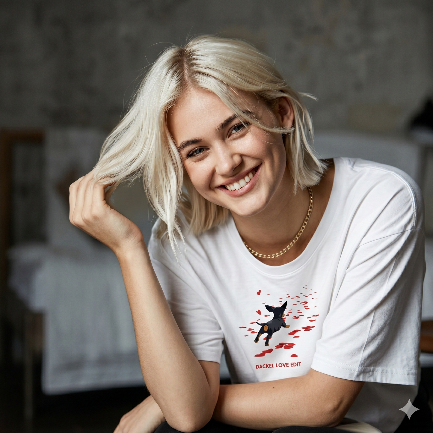 Damen Premium Bio T-Shirt Dackel Love Edit