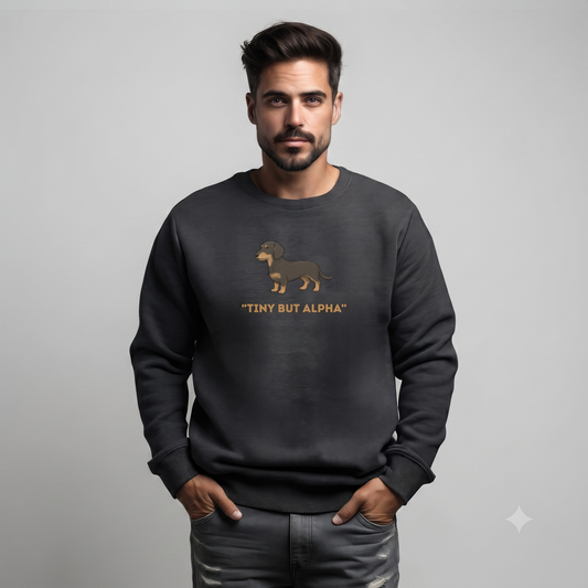Herren Premium Bio Sweatshirt mit Rauhaar Dackel "Tiny But Alpha"